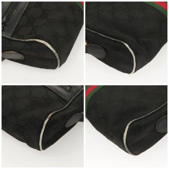 GUCCI GG Canvas Web Sherry Line Shoulder Bag Black Gold Red 010 378 Auth 129553 - Picture 14 of 16